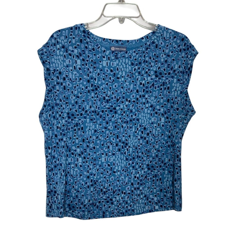 Democracy Blue Patterned Blouse